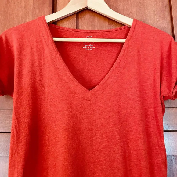 J.Crew Painter T Shirt V Neck Short Sleeve Cotton Orange Size XS - Picture 2 of 6